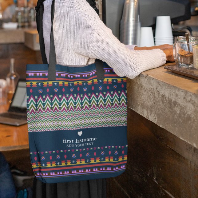 Tote Bag Arrière - plan de l'ornementation géométrique Ikat (Créateur téléchargé)