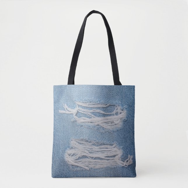 Tote Bag Arrière - plan de texture de jean bleu déchirée. D (Devant)