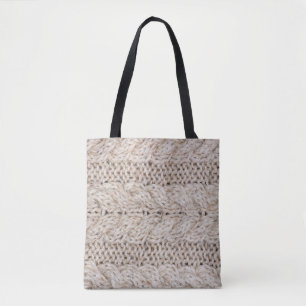 Tote Bag Arrière - plan de texture de laine de tricot blanc