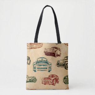Tote Bag Arrière - plan de voiture vintage sans couture.