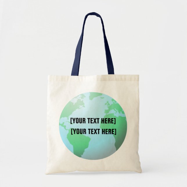 Tote Bag Arrière - plan Earth Globe, ajoutez votre texte (Devant)