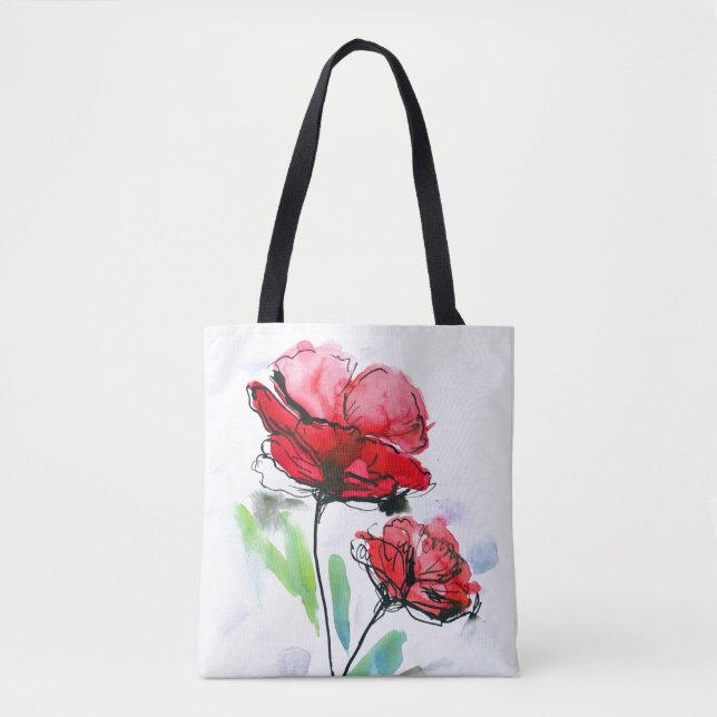 Tote Bag Arrière - plan floral peint par résumé (Devant)