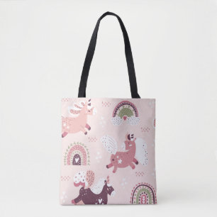 Tote Bag Arrière - plan magique avec de petites licornes et