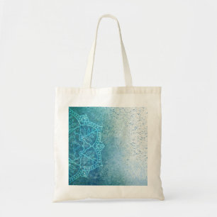 Tote Bag Arrière - plan Mandala Grunge Motif Texte vert