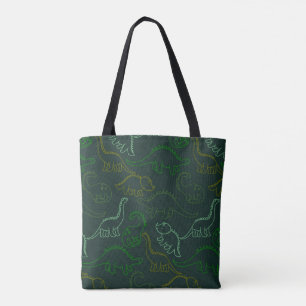 Tote Bag arrière - plan motif de dinosaures dessiné à la ma