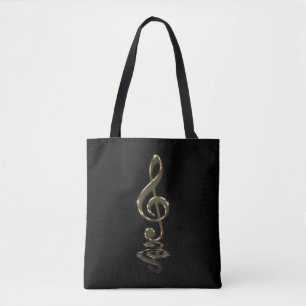 Tote Bag Arrière - plan Noir Et Clé Argent
