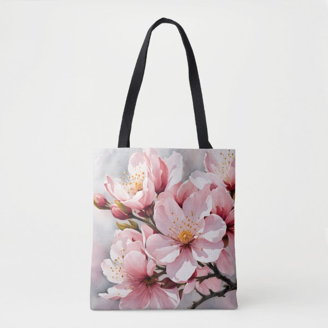 Tote Bag Arrière - plan rose et blanc d'abricot (Devant)