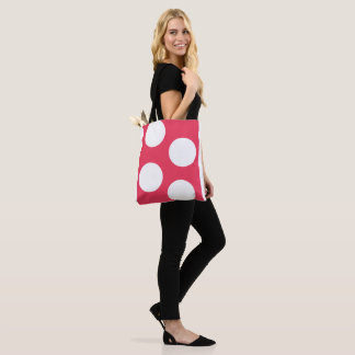 Tote Bag Arrière - plan rouge avec cercles blancs. Point Po