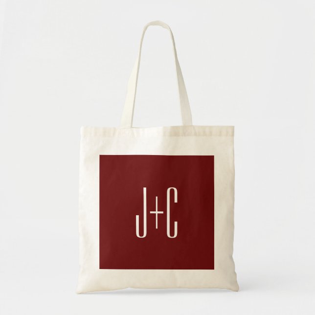 Tote Bag Arrière - plan rouge et texte blanc de Bourgogne m (Devant)