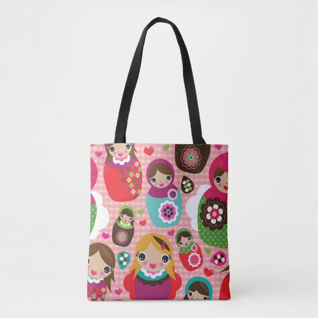 Tote Bag Arrière - plan russe d'illustration de poupée (Devant)