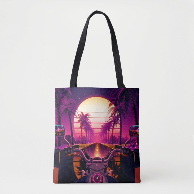 Tote Bag arrière - plan sci-fi futuriste rétro des années 8 (Devant)