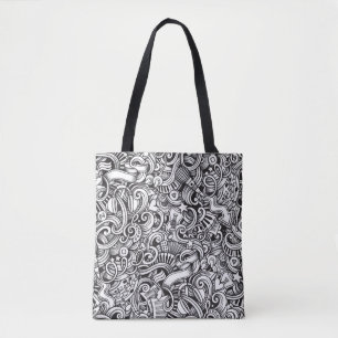 Tote Bag Arrière - plan Vintage de Doodles de musique