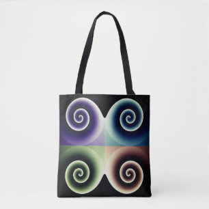 Tote Bag Art Abstrait à quatre couleurs