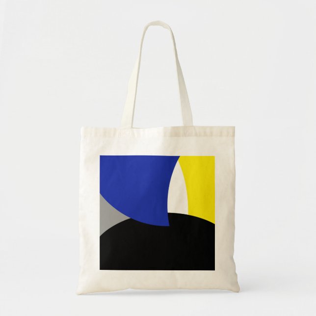 Tote Bag Art Abstrait bleu jaune (Devant)