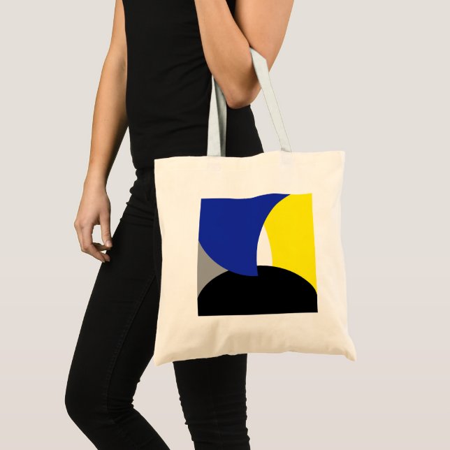 Tote Bag Art Abstrait bleu jaune (Devant (produit))