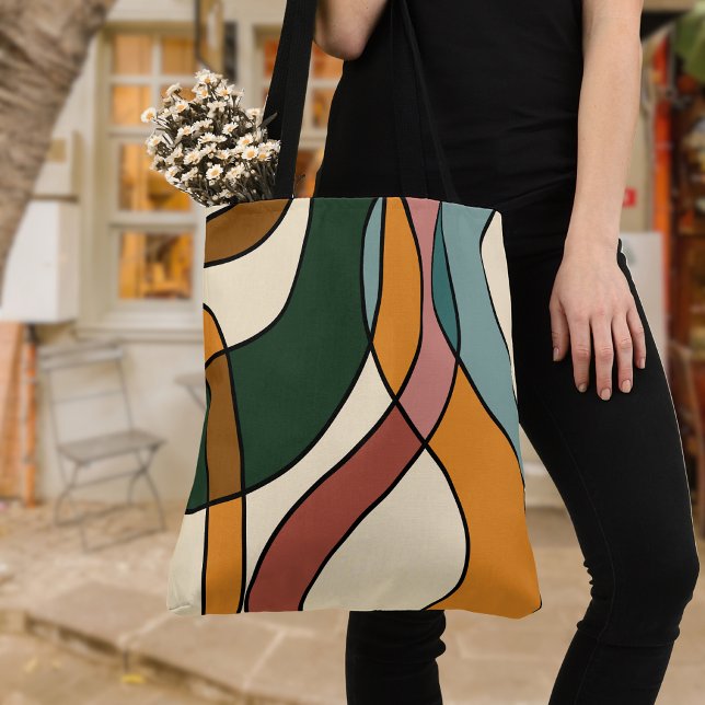 Tote Bag Art abstrait de la mi-siècle terrien (Créateur téléchargé)