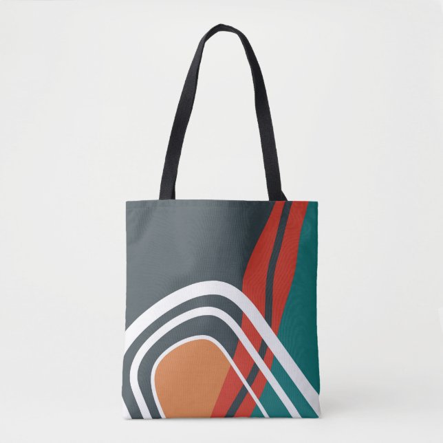 Tote Bag Art abstrait de lignes rouges bleues et blanches r (Devant)