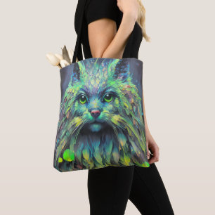 Tote Bag Art Abstrait de l'Imaginaire de chat mystique