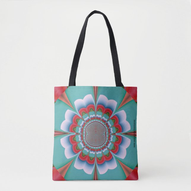 Tote Bag Art abstrait de mandala psychédélique rétro en fle (Devant)