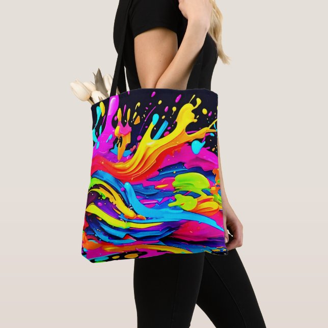 Tote Bag Art Abstrait d'éclatement des couleurs (De près)