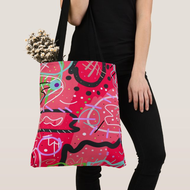 Tote Bag Art Abstrait en rouge (De près)