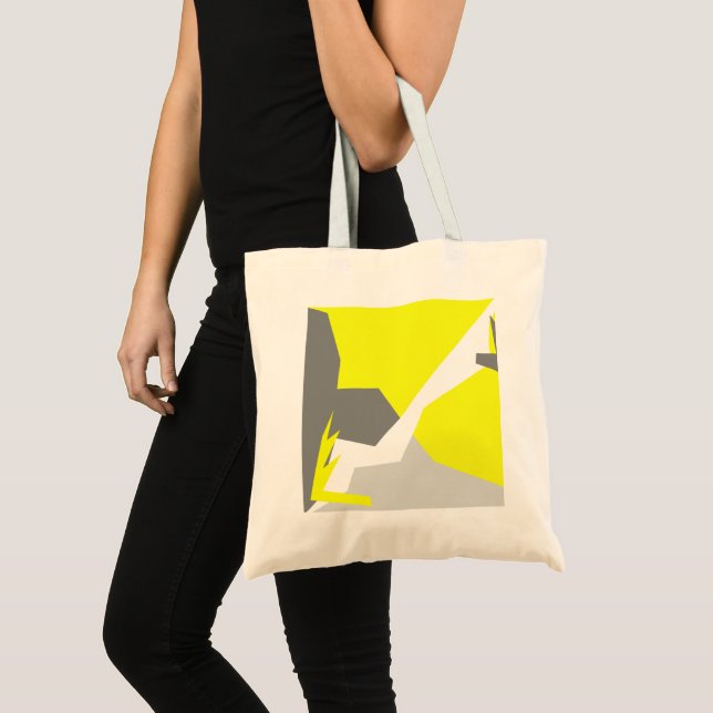 Tote Bag Art Abstrait Énergie gris jaune (Devant (produit))