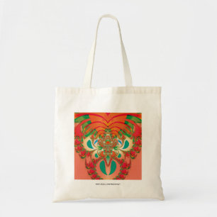Tote Bag Art abstrait fractal de hibou rouge