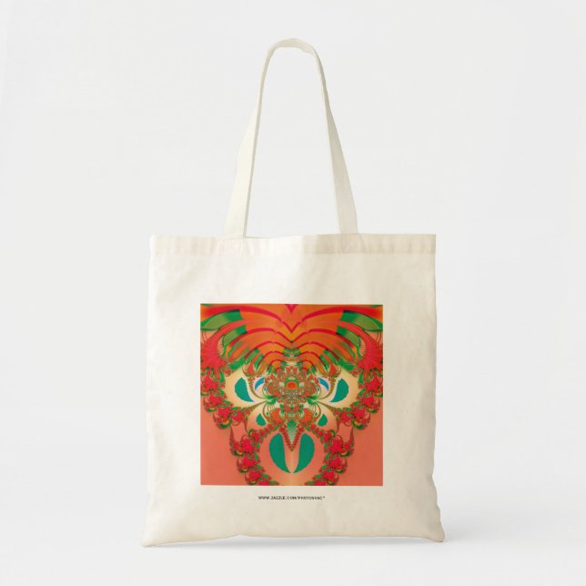 Tote Bag Art abstrait fractal de hibou rouge (Devant)