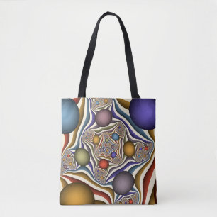 Tote Bag Art abstrait fractal moderne coloré en vol