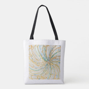 Tote Bag Art Abstrait Gold Turquoise Modern Art