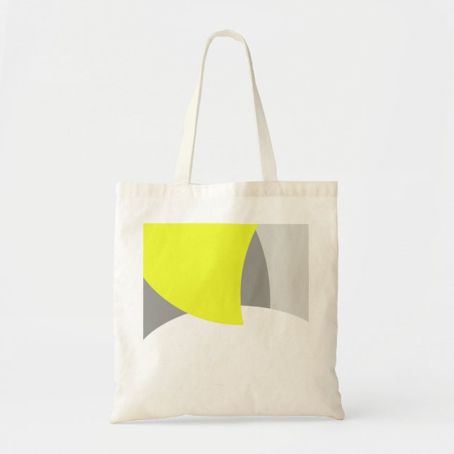 Tote Bag Art Abstrait gris jaune blanc (Devant)