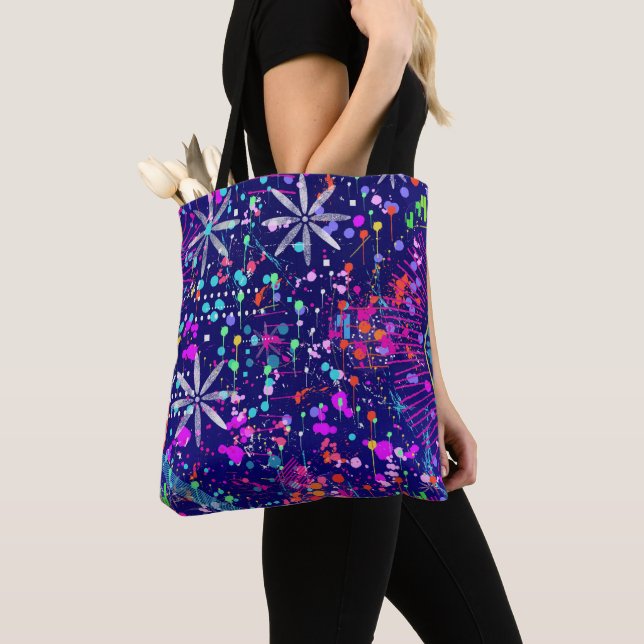 Tote Bag Art abstrait Jubilé Bleu  (De près)