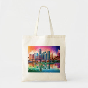 Tote Bag Art Abstrait Miami Skyline