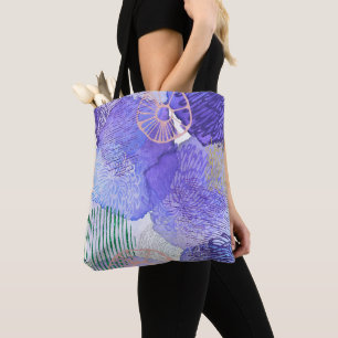 Tote Bag Art abstrait moderne bleu et violet