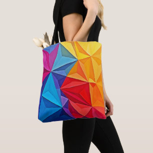 Tote Bag Art abstrait prismatique géométrique gras