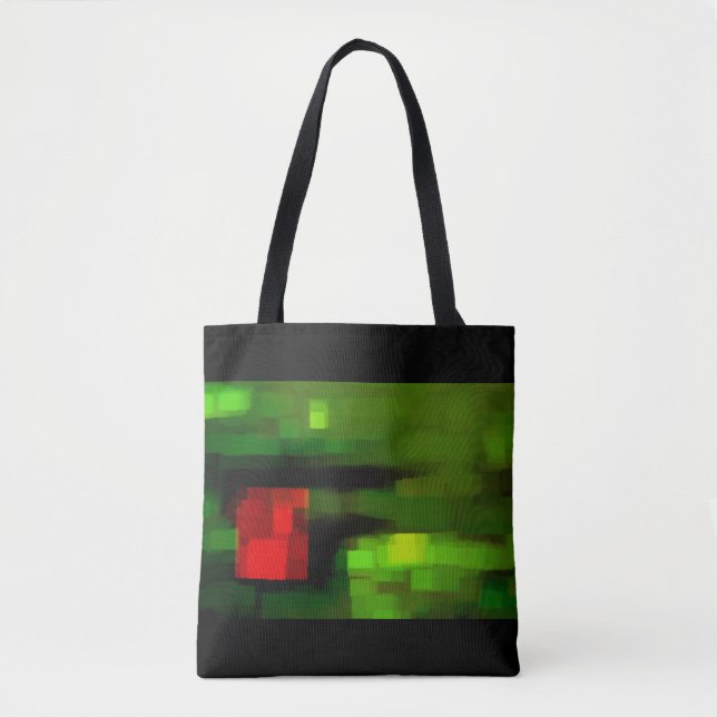 Tote Bag Art Abstrait rouge et vert (Devant)