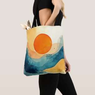 Tote Bag Art Abstrait Sunset Waves