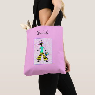 Tote Bag Art africain, fille branchée