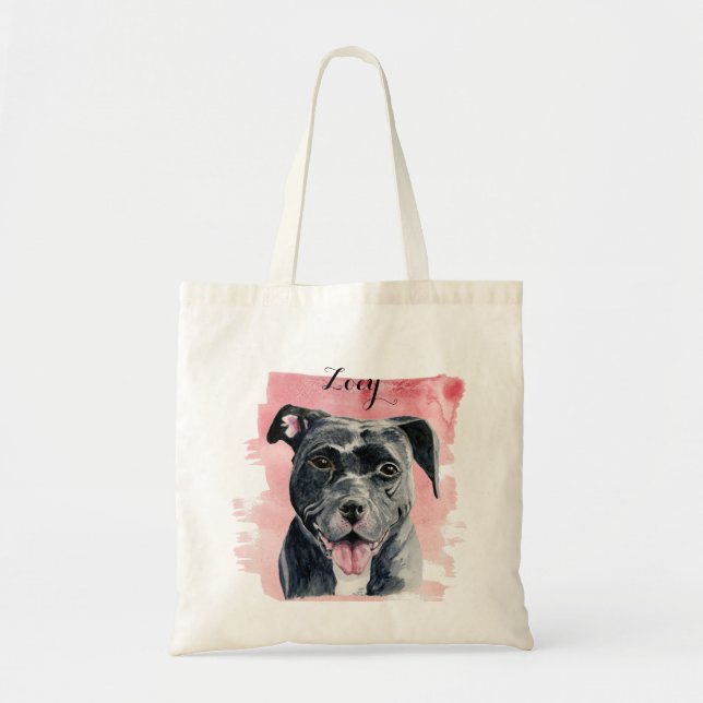 Tote Bag Art américain d'aquarelle de chien noir de (Devant)