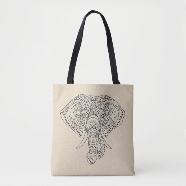 Tote Bag Art animal africain d'éléphant tribal (Devant)