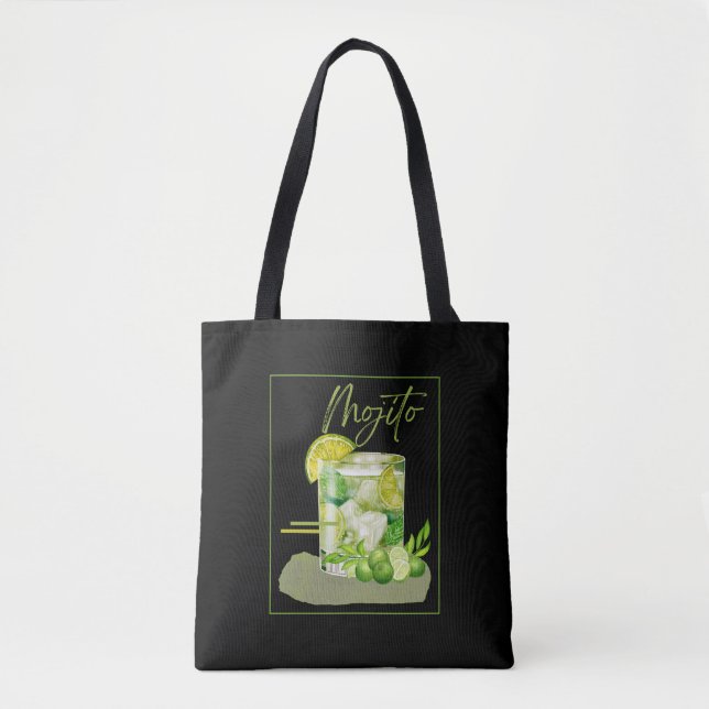 Tote Bag Art aquarelle Mojito Cocktail (Devant)