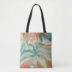 Tote Bag Art blanc vert orange de fluide d'abrégé sur cr