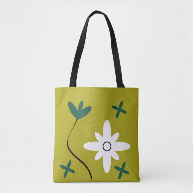Tote Bag Art botanique abstrait de fleur de marguerite mini (Devant)