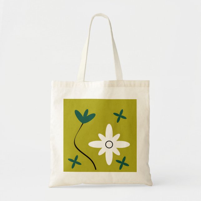 Tote Bag Art botanique abstrait de fleur de marguerite mini (Devant)