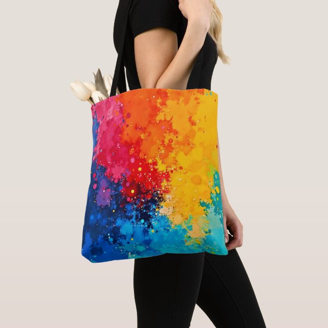 Tote Bag Art chaotique vibrant à l'aquarelle (De près)