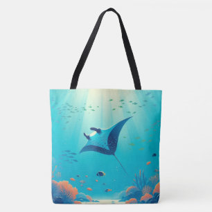 Tote Bag Art côtier classique, raie manta
