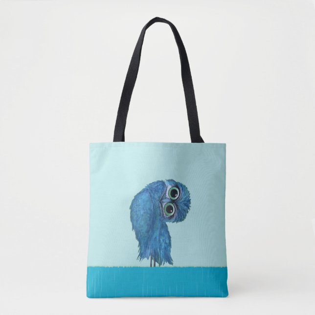 Tote Bag Art côtier creusant bleu de hibou (Devant)