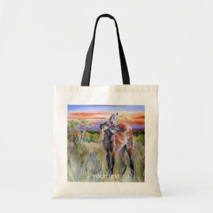 Tote Bag Art d'aquarelle de loup Maned