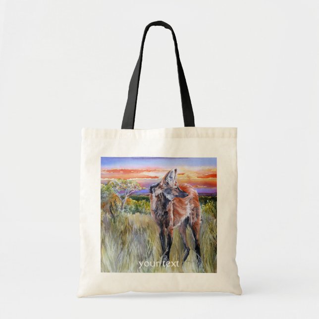 Tote Bag Art d'aquarelle de loup Maned (Devant)