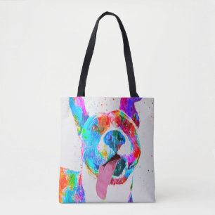 Tote Bag Art de bruit coloré de Terrier de pitbull